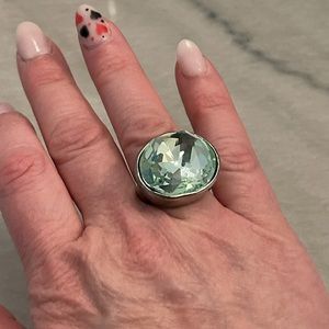 Silver Ring with Green LG Swarovski Crystal